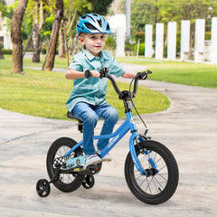 14 Inch Kids Bike with Removable Training Wheels and Air Tires, Blue