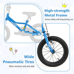 14 Inch Kids Bike with Removable Training Wheels and Air Tires, Blue