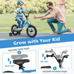 14 Inch Kids Bike with Removable Training Wheels and Air Tires, Blue