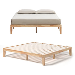 14 Inch King Size Wood Platform Bed Frame with 14 Bar Slat Support, Natural