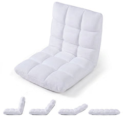 14-Position Adjustable Cushioned Floor Chair-White