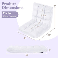 14-Position Adjustable Cushioned Floor Chair-White