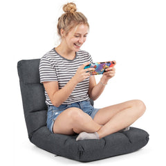 14-Position Adjustable Folding Lazy Gaming Sofa-Gray