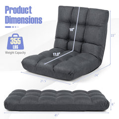 14-Position Adjustable Folding Lazy Gaming Sofa-Gray