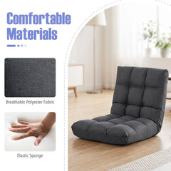 14-Position Adjustable Folding Lazy Gaming Sofa-Gray