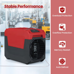 140 Pint Commercial Dehumidifier with Pump and 16.5 ft Hose, Auto Defrost, 55.5 lb, Red and Black