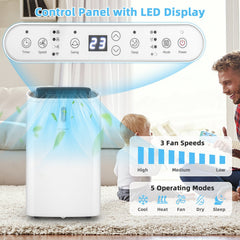 14000 BTU Portable Air Conditioner with Heat, App and WiFi Control, 700 sq ft, White