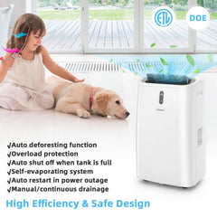 14000 BTU Portable Air Conditioner with Heat, App and WiFi Control, 700 sq ft, White