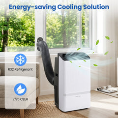 14000 BTU WiFi Portable Air Conditioner with Dehumidifier and 24H Timer, 750 sq ft, Black