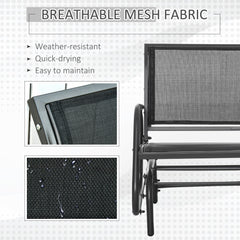 Patio Glider Set of 2 Outdoor Glider Chair with Breathable Mesh Seat & Backrest, Armrests and Metal Frame, Black