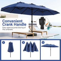 15.5FT Extra-Large Patio Umbrella 12 Reinforced Metal Ribs-Navy