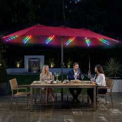 15.5FT Extra-Large Patio Umbrella with Base 12 Reinforced Ribs-Red