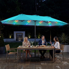 15.5FT Extra-Large Patio Umbrella with Base 12 Reinforced Ribs-Turquoise