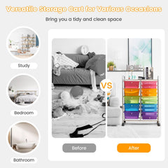 15 Drawers Rolling Storage Cart Organizer-Transparent Multicolor