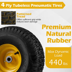 15 x 6.00-6 Tubeless Tires and Wheels 2 Pack 4 PR Tires-Yellow