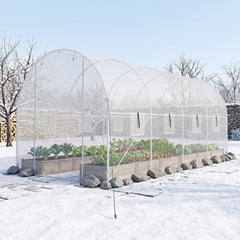 15 x 7 x 7 ft Walk-in Tunnel Greenhouse for Outdoors-White