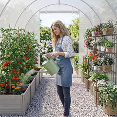 15 x 7 x 7 ft Walk-in Tunnel Greenhouse for Outdoors-White
