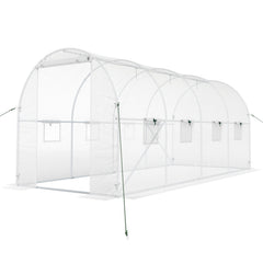 15 x 7 x 7 ft Walk-in Tunnel Greenhouse with Watering System-White