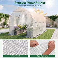 15 x 7 x 7 ft Walk-in Tunnel Greenhouse with Watering System-White