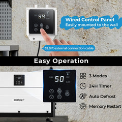 155 Pint Crawl Space Dehumidifier, 57 Pints DOE, CSA Certified, 1900 Sq Ft, 237 CFM, White
