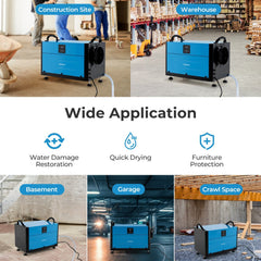 155 Pint Crawl Space Dehumidifier, CSA Certified, 20 to 90% Humidity Range, Remote Panel, Blue