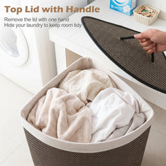 15 Gal Capacity Bamboo Laundry Hamper with Removable Liner-Black