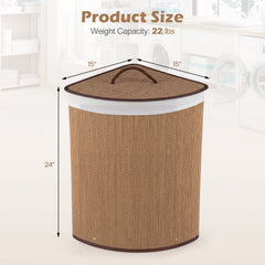 15 Gal Capacity Bamboo Laundry Hamper with Removable Liner-Brown
