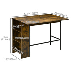 Counter Height Table with Drop Leaf, Extendable Bar Table with Adjustable Storage Shelf, Light Grey