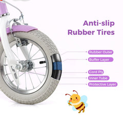 12 Inch Girls Bike with Doll Seat, Basket and Streamers, Lilac