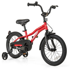 16 Inch Kids Bike with Reflectors, Bell and Detachable Training Wheels, Red