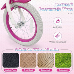 16 Inch Girls Bike with Basket, Ribbons and Mudguards, Mermaid Theme, Rose Red