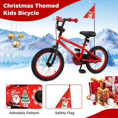16 Inch Kids Bike with Front V Brake, Speaker and Training Wheels, Red