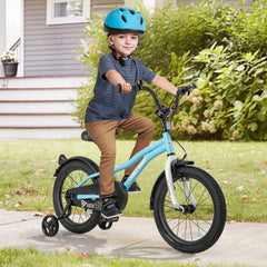 16 Inch Kids Bike with Reflectors, Bell and Detachable Training Wheels, Light Blue