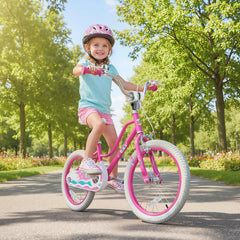 16 Inch Kids Bike with Detachable Training Wheels and Reflectors, Pink