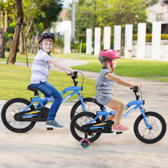 16 Inch LED Lighted Kids Bike with Headlight and Training Wheels, Blue