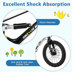 16 Inch Kids Bike with Disc Brakes, Suspension Fork and Training Wheels, White