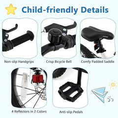 16 Inch Kids Bike with Disc Brakes, Suspension Fork and Training Wheels, White