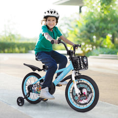 16 Inch Kids Bike with Adjustable Handlebar and Saddle, Aqua Blue