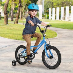 16 Inch Kids Bike with Removable Training Wheels and Air Tires, Blue