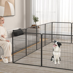 16 Panel 24/32/40 Inches Height Dog Playpen with Lock and Large Door-32 inches