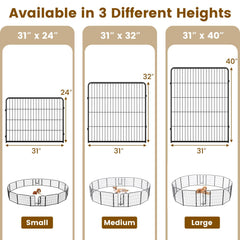 16 Panel 24/32/40 Inches Height Dog Playpen with Lock and Large Door-32 inches