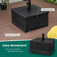 175 LBS Outdoor Fillable Umbrella Base with Table Tray-Black