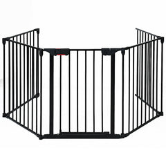 115 Inch Length 5 Panel Adjustable Wide Fireplace Fence-Black