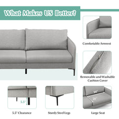 76 in Grey Loveseat Sofa with Shock Absorbing Springs, Washable Cushion Covers and 660 lb Capacity