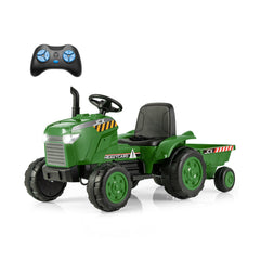 12V Kids Ride On Tractor with Detachable Trailer, Parent Remote, 3 Speeds, Slow Start and Radio, Ages 3 to 8, Dark Green