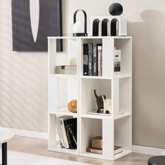 3 Tier Bookcase Pair, 6 Cubes in Two Freestanding Units, White