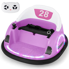 12V 360 Degree Ride On Bumper Car for Toddlers, Parental Remote with Stop, Soft Bumper and Safety Belt, 55 lb Limit, Pink