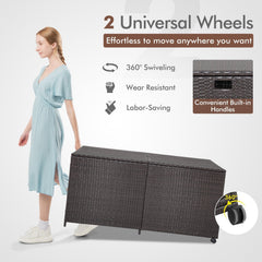 175 Gallon Outdoor Storage Box with Universal Wheels and Zippered Liner