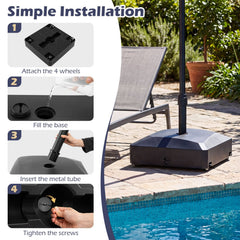 176 LBS Fillable Mobile Umbrella Base with 4 Wheels and 2 Locks-Black