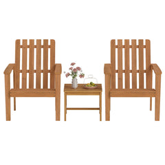 17” Square Patio Acacia Wood Side Table with Slatted Tabletop-Set of 2